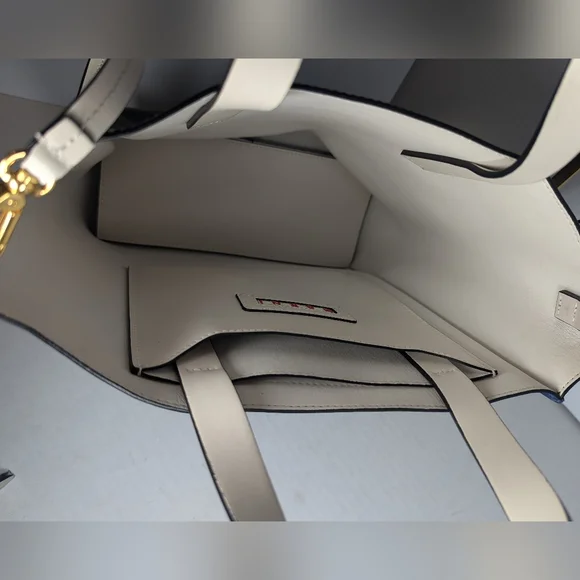 Marni Leather Colorblock olive green&blue &white Tote handbag - Picture 8 of 12